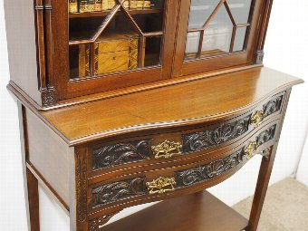 Antique Victorian Mahogany Cabinet or Bookcase on Stand