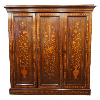 Marquetry Inlaid 3 Door Mahogany Wardrobe