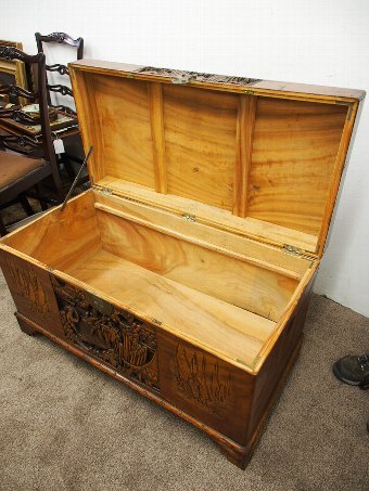Antique Carved Chinese Camphorwood Trunk