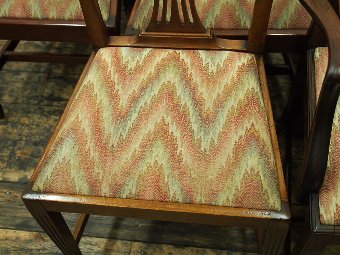 Antique Set of 10 Mahogany Hepplewhite Style Dining Chairs