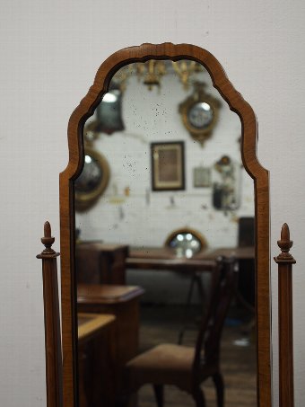 Antique Queen Anne Style Walnut Framed Cheval Mirror