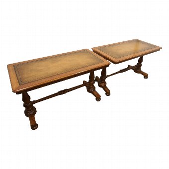 Pair of Leather Top Satin Birch Library Tables