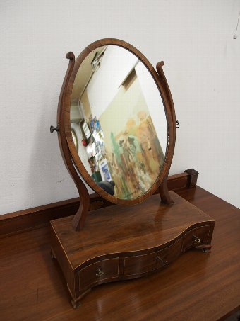 Antique George III Mahogany and Inlaid Toilet Mirror