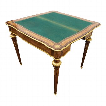 Antique Victorian Amaranth Kingwood, Parquetry and Marquetry Fold-Over Games Table