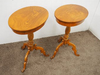 Antique Rare Pair of Elm Occasional Tables