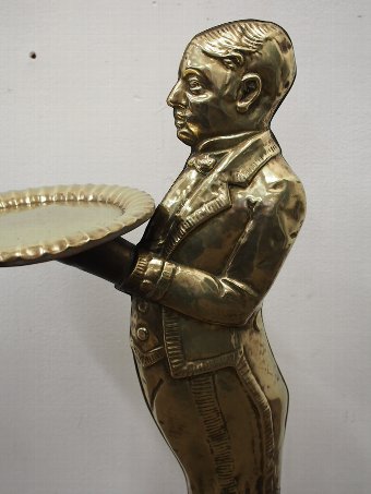 Antique Brass Stand Of A Butler Holding a Tray