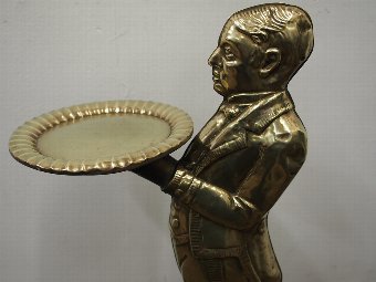 Antique Brass Stand Of A Butler Holding a Tray