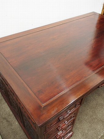 Antique Large Chinese Hardwood Partners Desk