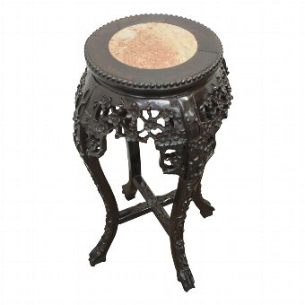 Chinese Plant Stand with Marble Insert