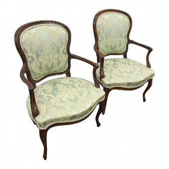 Pair of Louis XV Walnut Armchairs