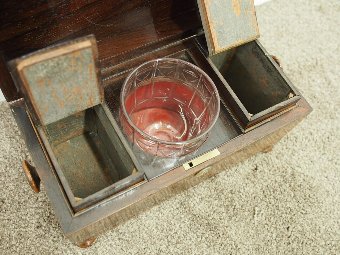 Antique  Late George III Rosewood Sarcophagus Tea Caddy
