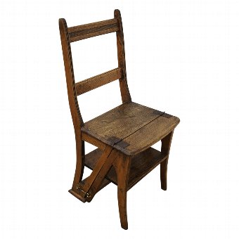 Late Victorian Stained Ash Metamorphic Library Chair
