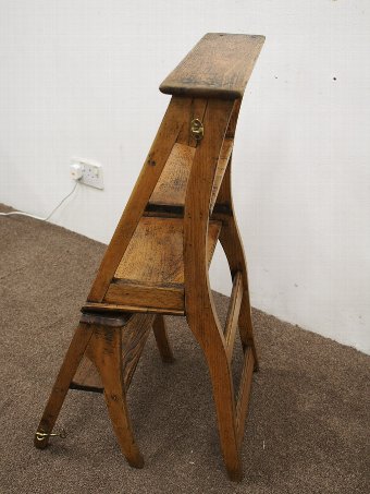 Antique Late Victorian Stained Ash Metamorphic Library Chair