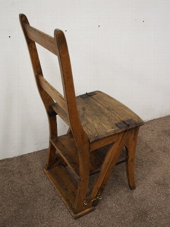 Antique Late Victorian Stained Ash Metamorphic Library Chair