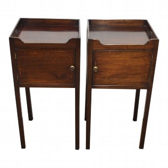 Rare Pair of George III Style Inlaid Mahogany LockersRare Pair of George III Style Inlaid Mahogan...