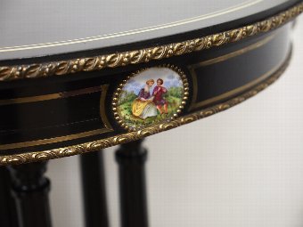 Antique Pair of Brass Inlaid, Ebonised Side Tables