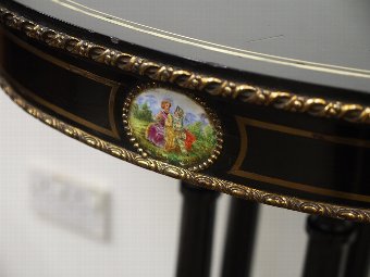 Antique Pair of Brass Inlaid, Ebonised Side Tables