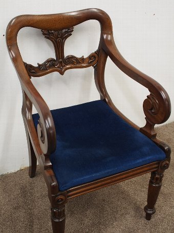 Antique George IV Carved Mahogany Armchair