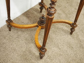 Antique French Marquetry Inlaid Burr Walnut Occasional Table