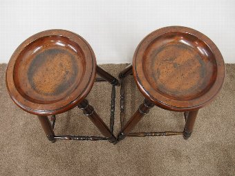 Antique Pair of Victorian Mahogany Pedestals with Dish Tops