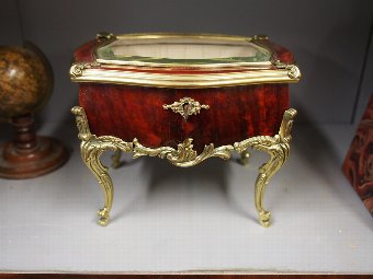 Antique Gilded Brass and Tortoiseshell Miniature Bijouterie Table