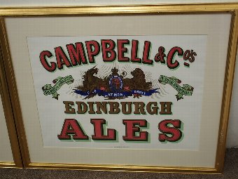 Antique Set of 3 Pub Advertising Prints for Campbell and Co., Edinburgh Ales