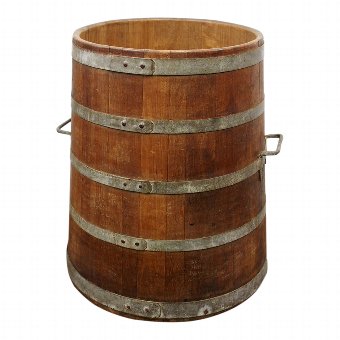 Large Staved Teak Ships Water Butt