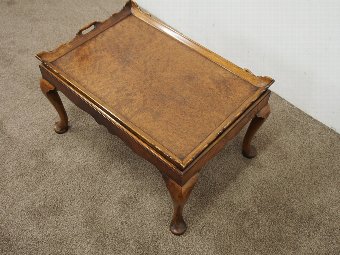 Antique Walnut and Amboyna Tray Top Coffee Table