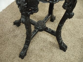 Antique Octagonal Hongmu and Marble Plant Stand