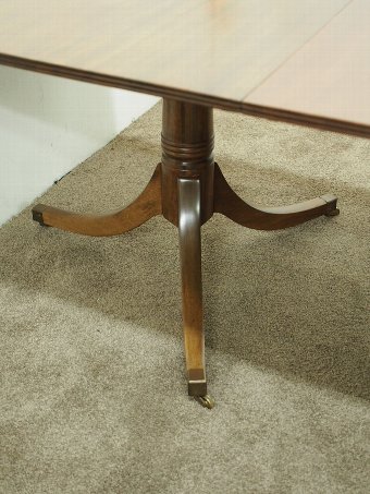 Antique Regency Style Mahogany Twin Pillar Dining Table + 2 Leaves