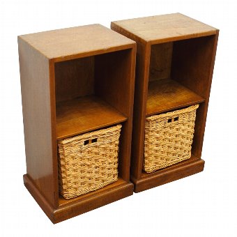Pair of Teak Military Style Bedsides