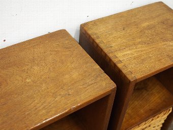 Antique Pair of Teak Military Style Bedsides