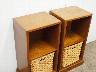 Antique Pair of Teak Military Style Bedsides
