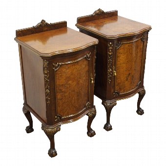 Pair of Walnut Serpentine Front Bedsides