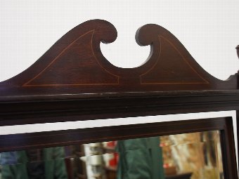 Antique Mahogany and Inlaid Sheraton Style Cheval Mirror