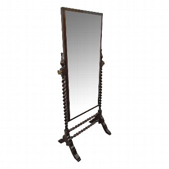Oak Framed Jacobean Style Cheval Mirror
