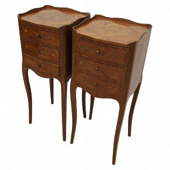 Pair of French Marquetry Inlaid Kingwood Lockers