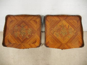 Antique Pair of French Marquetry Inlaid Kingwood Lockers