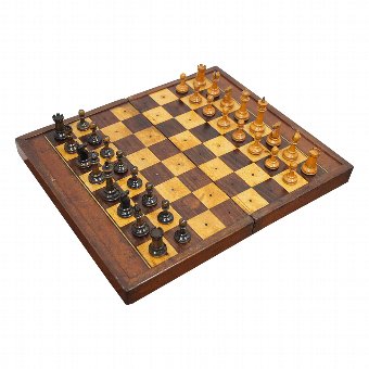 Antique Travelling Chess and Backgammon Set