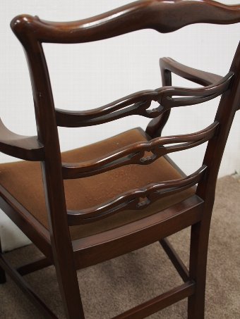 Antique Set of 8 Mahogany Ladder Back Dining Chairs