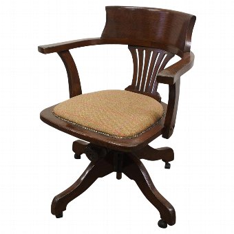 Oak and Tartan Fabric Desk Chair
