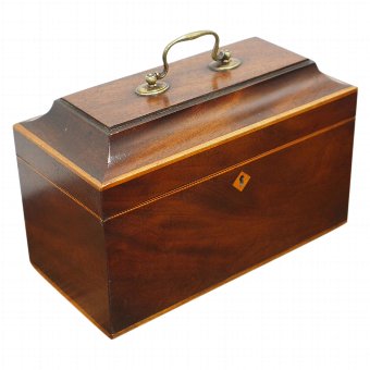 George III Mahogany and Inlaid Tea Caddy