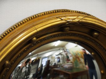 Antique Regency Style Gilt Convex Wall Mirror