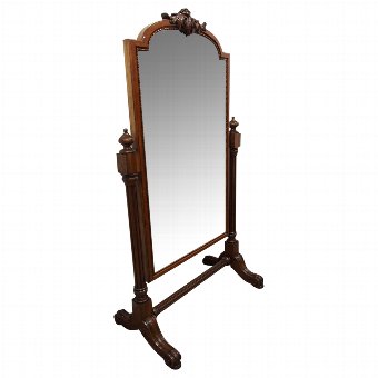 William IV Carved Mahogany Cheval Mirror