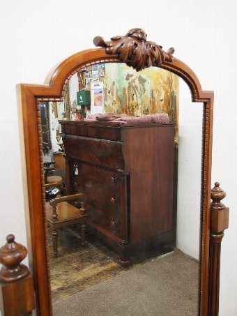 Antique William IV Carved Mahogany Cheval Mirror