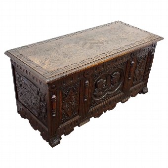 Renaissance Style Oak Coffer or Trunk