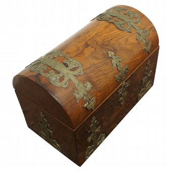 Mid Victorian Walnut and Brass Casket
