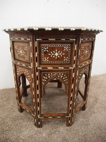 Antique Indian Hardwood and Inlaid Occasional Table