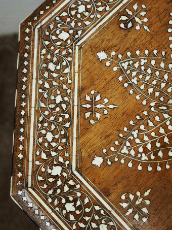 Antique Indian Hardwood and Inlaid Occasional Table