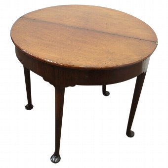 Rare George II Red Walnut Demi-Lune Foldover Table